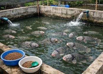 nuôi cá tai tượng trong hồ xi măng